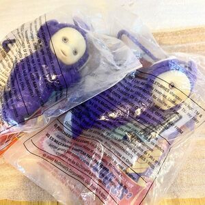 2 McDonald’s Teletubbies Purple Tinky Winky Soft Toy Clip On New Package Twins:)